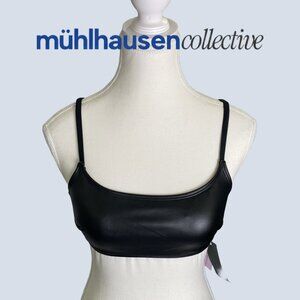 Wild Fable Black Faux Leather Bralette XS NWT Trendy